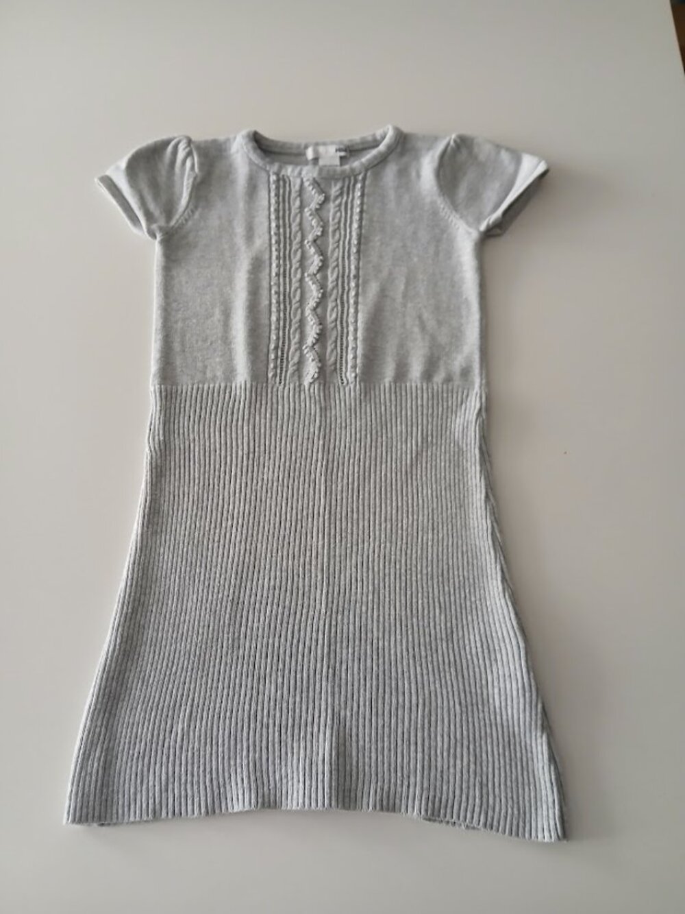 H&M Grey Cute Cotton Knit - Kids Dress - size 5-6